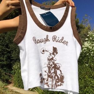 brandy melville rough rider sweatshirt brown